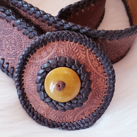 Chicos Genuine Leather Boho Brown India Belt - Picture 3 of 8